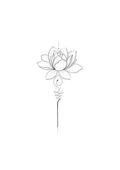 a black and white drawing of a flower on a stick with the word love written in it