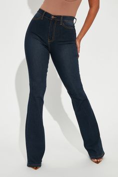 Our sexiest flare jean is offered in a range of washes in a high stretch, super soft fabric that hugs every curve. Fitted in the hips and thighs while flaring at the knee, these jeans elongate the legs and are perfect with a heel. Now offered in a range of washes, colors, and inseams. Available In Multiple Washes Available In Petite 31" Inseam, Regular 34" Inseam, & Tall 37" Inseam High Stretch Denim 11.5" High Rise 22" Flare Leg Opening Faux Front Pockets Functional Back Pockets Disclaimer: Due Stretch High Rise Medium Wash Flares, Stretch Medium Wash Jeans With Flare, High Rise Stretch Dark Wash Flares, Stretch High Rise Dark Wash Flares, Stretch Denim Flares For Fall, Trendy Stretch Denim Blue Flares, High Rise Stretch Denim Blue Flare Jeans, Stretch Flare Denim Blue Jeans, Dark Wash Flare Denim Jeans