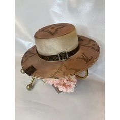 Custom and One of a Kind these hats are an unbelieveable accessory to add to any outfit. Upcycled Louis Vuitton, Taupe Flats, Business Boutique, Louis Vuitton Hat, Flats Top, Floppy Hat, Mocha, Cowboy Hats, Louis Vuitton