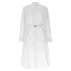 Cotton Poplin Shirt Dress With Button Closure On The Front And Back, Strap Detail At The Waist With 'Ff' Logo Buckle, Long Cuffed Sleeves, Mandarin Collar. Color: White Size & Fit: True To Size Fit Composition: 100% Cotton Made In: Italy Sku: Jul-Fdd008aru3f1f3h Welcome To The Official Luosophy Poshmark Closet! Luosophy Is A Luxury Brand Reselling Company Founded In San Diego, Ca From 2016. All Our Products Are Imported From Italy And Sold In The Usa. We Do Our Best To Provide High Fashion, Luxu Classic Shirt Dress With Button Closure For Daywear, Classic White Shirt Dress For Work, Classic Shirt Dress With Placket For Daywear, Elegant Daywear Dress With Stand Collar, Classic Collared Shirt Dress For Daywear, Classic White Dress With Placket, Elegant White Shirt Dress With Placket, Classic Shirt Dress With Spread Collar For Daywear, Classic Dress With Button Cuffs For Daywear