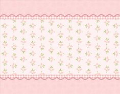 a pink and green floral wallpaper with scalloped edges on a white background