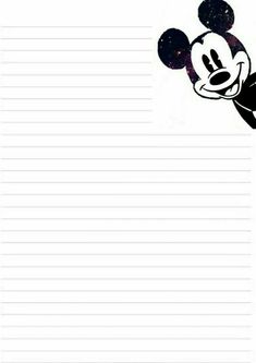 mickey mouse lined paper with black and white background