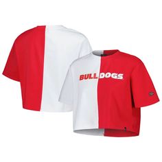 Represent your beloved Georgia Bulldogs with the Hype and Vice Red/White Georgia Bulldogs Color Block Brandy Cropped T-Shirt. This stylish tee features a crew neck, cropped hem with side splits, and bold screen print graphics that proudly display your Georgia Bulldogs pride. Made from a comfortable cotton and spandex blend, this cropped t-shirt is perfect for game day or any day you want to show your support for the Georgia Bulldogs. Georgia Bulldogs Vinyl Shirts, Sparkle Georgia Bulldog Shirt, Georgia Bulldog Shirts Women, Georgia Bulldog Shirt, Georgia Bulldog Womens Shirt, Side Splits, Cropped T Shirt, The Hype, Georgia Bulldogs