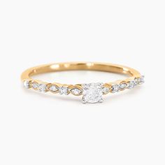 Solitaire Or Jaune 375/1000 Diamant Central 0.13cts Sertis Griffes Accompagnes Pavage Diamants