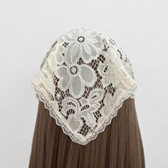 Cream light beige lightweight sheer lace triangle hair scarf. Chic lace design. Comfortable and keeps the hair out of your face. One Adult Size Fits 22-26 Inch head Triangle is 10.5 inches long from longest point Care Info Hand wash or machine wash on delicate in cold water. Do not wring. Lay the headband flat to dry. Triangle Hair Scarf, Scarf Hair Wrap, Triangle Hair, Wrap Hair, Scarf Hair, Scarf Casual, Elastic Headband, Hair Scarf, Elastic Headbands