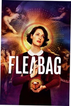 a woman holding a ball in her hands with the words fleabag on it