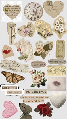 a collage of different types of paper and flowers