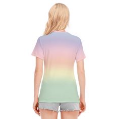 Ombre Top, Rainbow Tops, Ombre Tshirt, Rainbow T-shirt, Womens Tshirts, Unique Tshirt, Ombre T-shirt, Abstract Tshirt, Artistic Tshirt 100% cotton T-shirt A very unique ombre rainbow T-shirt I created. Great for every day way or a special occasion. Dress it up or down with a jacket. Anything goes! An artistic find! I hope you enjoy my design. Custom sewn and made to order. Designed in California, hand sewn and printed overseas. ● Fabric: 100% Cotton ● Regular fit ● O-neck, lightweight and breath Multicolor Short Sleeve T-shirt With Screen Print, Trendy Green T-shirt With Sublimation Print, Multicolor Rainbow Print T-shirt With Short Sleeves, Multicolor Graphic Tee T-shirt, Multicolor Crew Neck T-shirt With Graphic Design, Gradient Crew Neck Cotton Tops, Gradient Cotton Crew Neck T-shirt, Summer Rainbow Print Crew Neck T-shirt, Rainbow Print Cotton T-shirt With Short Sleeves