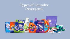 different types of laundry detergents are shown in this ad for the same product