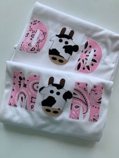 Cute Cotton T-shirt With Cow Print, Cute Cow Print Cotton T-shirt, Pink Bandana, Bandana Colors, First Birthday Shirt, The Barnyard, First Birthday Shirts, Party Animals, Farm Party