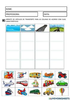 a worksheet with pictures and words for children to learn in spanish, including transportation