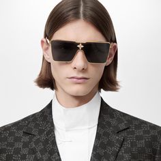 LOUIS VUITTON® - Cyclone Metal Sunglasses - Gold Luxury Aviator Shield Sunglasses With Gradient Lenses, Elegant Aviator Shield Sunglasses With Gradient Lenses, Elegant Aviator Shield Sunglasses With Uv Protection, Luxury Aviator Sunglasses With Square Frame For Formal Occasions, Luxury Square Frame Aviator Sunglasses For Formal Occasions, Elegant Square Frame Aviator Sunglasses For Formal Occasions, Elegant Square Frame Shield Sunglasses For Formal Occasions, Elegant Square Frame Shield Sunglasses For Formal Events, Elegant Formal Square Frame Shield Sunglasses