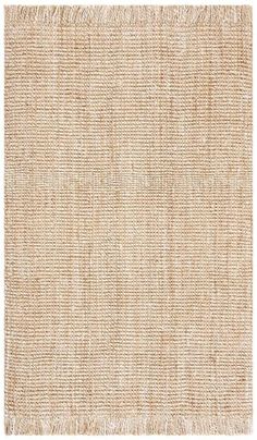 a beige rug with fringes on it