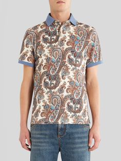 Paisley cotton polo shirt | Men | White | ETRO Mens Items, Cotton Polo Shirt, Paisley Design, Cotton Polo, Mens Polo Shirts, Shirt Men, Borders, Paisley, Polo Shirt