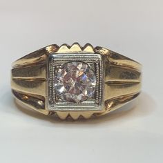 Beautiful 10k Gold Ring. Size 10.5. Excellent Condition. The Ring Is Vintage And The Gem Is Not Diamond As I Think It Is A Saphire, It Runs High On Diamond Sector, But Still Diamonds Show All 4 Red Positions, This Gem Shows Only One. Offers Welcome Stone Is Over 1.5 Carat 10k Gold Ring, Gem Show, Mens Accessories Jewelry, 10k Gold, Vintage Accessories, Solid Gold, Things To Think About, Gold Rings, Rings For Men