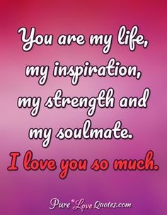 a quote that says you are my life, my inspiration, my strength and my soulmate i love you so much