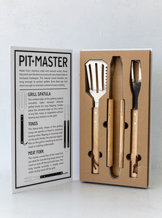 two forks and spoons in a box with instructions on how to use them for cooking