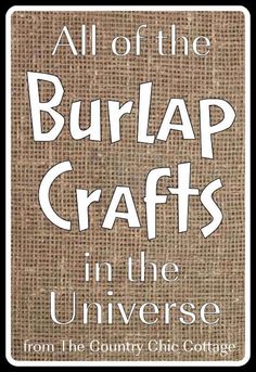 burlap crafts in the universe book cover with white lettering on brown fabric background