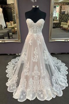 Modest Sweetheart Lace Long Wedding Dresses Beach Wedding Dresses Cheap Bridal Dresses, Nude Wedding, Wedding Dressses, Cheap Wedding Dresses Online, Applique Wedding, Applique Wedding Dress, Antique Dress, Lace Evening Dresses, Best Wedding Dresses