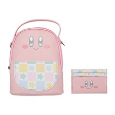 Level up your gifting game with this delightful Kirby two-piece gift set! This officially licensed set includes an adorable mini backpack featuring the lovable Kirby character. The backpack comes with a removable wristlet strap and a removable shoulder strap, giving you versatile carrying options. It's the perfect accessory to add a touch of cuteness to any outfit! Along with the mini backpack, the set also includes a Kirby card wallet that offers both functionality and charm. Crafted from durab Cute Travel Bag With Card Slots, Kawaii Bags With Card Slots For Everyday Use, Drawstring Shorts Outfit, Kirby Character, Sleeve Packaging, Boy Tees, Mini Backpack, Kirby, Level Up