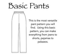 the basic pants pattern is shown in black and white