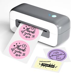 a printer that has some stickers on it