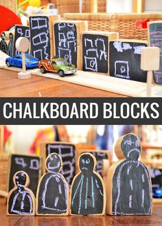 the chalkboard blocks are made to look like people