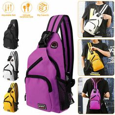 the back pack is purple and yellow