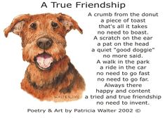 a watercolor drawing of a dog's face with the words, a true friend