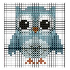 a cross stitch pattern with an owl on it