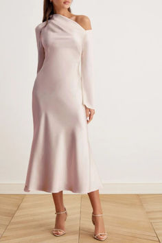 Capture timeless elegance with this stunning satin midi dress, perfect for any special occasion. The bare shoulder design adds a touch of sophistication, making it an ideal choice for a stylish evening out. Inspired by fashion icon Alexa Chung, this dress embodies chic simplicity and effortless glamour. Pair it with delicate silver accessories to complete the look.

#FashionInspo #AlexaChungStyle #SatinDress #BareShoulderDress #ElegantOutfit #EveningWear #FashionTrends #ChicStyle
#sundresses Satin A-line Midi Dress For Dinner, Classic A-line Satin Dress, Elegant A-line Silk Dress For Parties, Chic A-line Silk Satin Dress, Satin A-line Midi Dress For Wedding Guest, Elegant A-line Satin Party Dress, Fitted Midi Dress With Bias Cut For Dinner, Elegant Fitted Satin Dress, Elegant Satin Finish Dress With Fitted Bodice