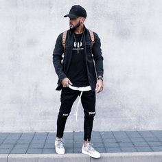 Back School Outfits, Back To School Outfit Ideas, Back To School Outfits For Teens, School Outfit Ideas, Classy Winter Outfits, Spring Outfits Men, Back To School Outfit, All Black Fashion, Outfits Hombre