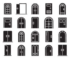 various doors and windows silhouettes