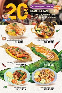 an advertisement for chinese food with prices on the front and back side, including two plates of