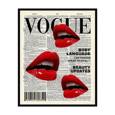 three red lips are featured on the front page of a magazine