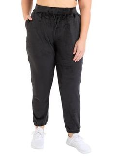 Side seam pockets, an elastic waistband, and a drawstring closure add comfort to these joggers from Yogalicious. | Yogalicious Women's Plus Size Hannah Joggers, Black, XXL Black 4-way Stretch Joggers For Jogging, Functional Black 4-way Stretch Joggers, 4-way Stretch Joggers With Pockets For Jogging, Black 4-way Stretch Functional Joggers, Black 4-way Stretch Joggers With Pockets, Polyester Spandex, Plus Size Outfits, Leggings, Plus Size