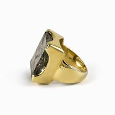 Epidote in Quartz Ring from the Made Gold Collection Visions Of The Future, Green Gem, Green Gems, Quartz Ring, The Present, Deep Green, Clear Quartz, Gold Vermeil, The Future