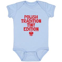 This little onesie is a must-have for parents who want to add a touch of culture to their child's wardrobe. It's part of the Polish Tradition Tiny Edition collection! Fitted Graphic Print Onesie For Playwear, Fitted Onesie For Summer Gift, Fitted Cotton Onesie As A Gift, Casual Summer Onesie As Gift, Polish Traditions, Shirt Store, Baby Bodysuit, Onesies, Must Haves