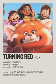 an advertisement for the animated movie, turning red