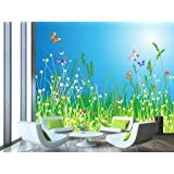 an image of grass and flowers in the sunlit room wall mural decal sticker