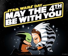 star wars day may the 4th be with you poster featuring darth vader and yoda