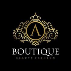 the logo for boutique beauty fashion, which is gold and black with an ornate frame