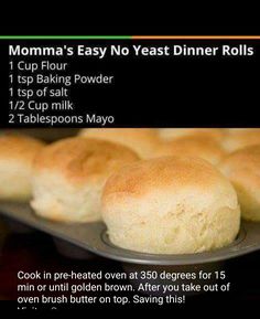 the recipe for mom's easy no yeast dinner rolls is displayed on an instagram page