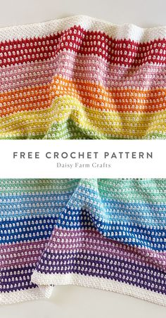 a colorful crochet blanket with the words free crochet pattern on it