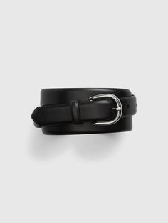 Smooth leather belt.  Metal buckle closure.  For more fit and sizing info, check out our Size Guide.  Width: 1. 18" Length Size 32): 40. 5" Teacher Wardrobe, Belt Men, Christmas Stuff, Metal Buckles, Black Belt, Mens Belts, Dark Black, Smooth Leather, Leather Belt