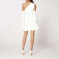 ALONDRA FEATHERS SLEEVE ONE SHOULDER MINI DRESS – CTRL N U I T Fall Party Cold Shoulder Mini Dress, Fitted One-sleeve Mini Dress, Cold Shoulder Dress For Fall Parties, Chic One-shoulder Long Sleeve Dress For Party Season, Chic Long Sleeve One Shoulder Dress For Party Season, One Shoulder Off Shoulder Dress For Fall Party, One Shoulder Dress With Feather Trim, Fitted One Sleeve Mini Dress, One-shoulder Feather Trim Dress