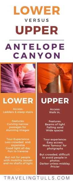 a flyer for an antelope canyon tour with the text lower left corner and upper right corner