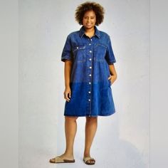 Universal Thread Women's Denim Short Sleeve Mini Shirtdress Color Blue Wash Size Xxl Bust 28inches Length 40inches Nwt Item 7412 Denim Short, Denim Shorts Women, Shirtdress, Universal Thread, Denim Shorts, Color Blue, Thread, Blue Color, Mini Dress