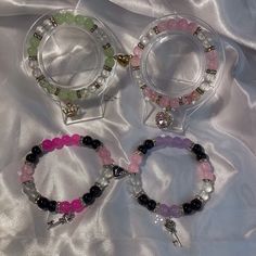 Some sets for the bestfriends 💌✨ Available in shop Make sure to use discount code 💰 #explorepage #jewelry #bestfriends #matching #bracelets #beadedbracelets #sets #matchingsets #princessandthefrog #monsterhigh Ideas For Bracelets, Pulseras Aesthetic, Shifting Script, Business Hacks, Diy Kandi Bracelets, Diy Kandi, Crystal Bead Jewelry, Kandi Bracelets, Diy Bracelet Designs