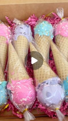 ice cream cones with sprinkles in a box